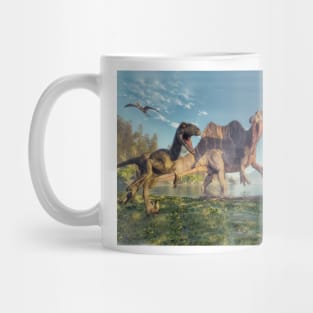 Dinosaurs playing in the river Mug